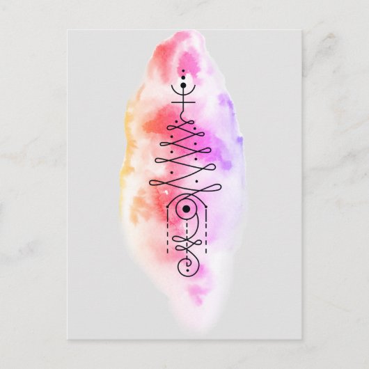 Minimalistische Unalome-doodle-regenboog Briefkaart (Voorkant)