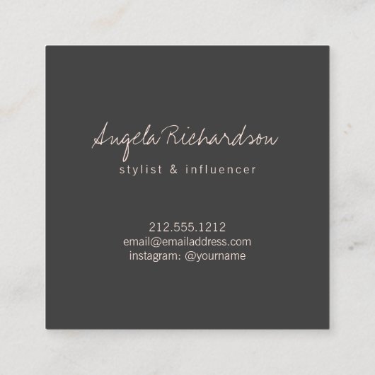 Minimalistische unieke handgeschreven blogger Peac Vierkante Visitekaartje (Achterkant)