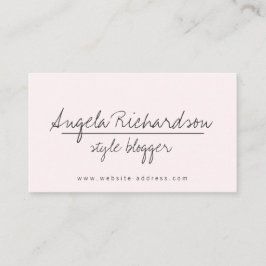 Minimalistische unieke handgeschreven blogger Pink Visitekaartje