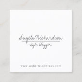 Minimalistische unieke handgeschreven blogger, Syl Vierkante Visitekaartje (Voorkant)