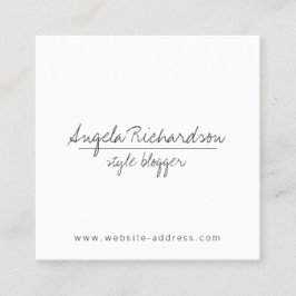 Minimalistische unieke handgeschreven blogger, Syl Vierkante Visitekaartje