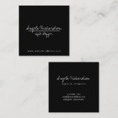 Minimalistische unieke handgeschreven blogger zwar vierkante visitekaartje (Voorkant / Achterkant)