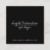 Minimalistische unieke handgeschreven blogger zwar vierkante visitekaartje (Voorkant)