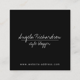 Minimalistische unieke handgeschreven blogger zwar vierkante visitekaartje