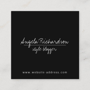 Minimalistische unieke handgeschreven blogger zwar vierkante visitekaartje
