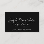 Minimalistische unieke handgeschreven blogger zwar visitekaartje (Voorkant)