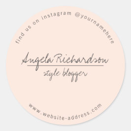 Minimalistische unieke handgeschreven perzik ronde sticker