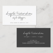 Minimalistische unieke handgeschreven stylist, blo visitekaartje (Voorkant / Achterkant)