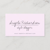 Minimalistische unieke handgeschreven stylist roze visitekaartje (Voorkant)