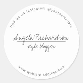 Minimalistische Unieke Handgeschreven Wit Ronde Sticker