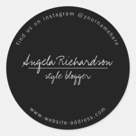 Minimalistische Unieke Handgeschreven Zwart Ronde Sticker