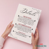 Minimalistische unieke huwelijksdetails informatiekaartje