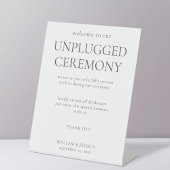 Minimalistische unplugged ceremonie bruiloft reclamebord met voetstuk