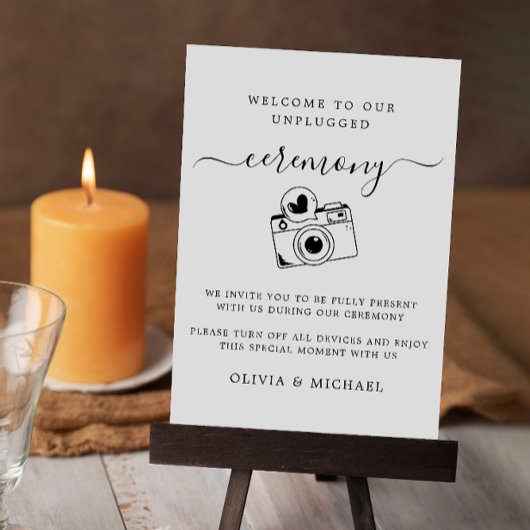 Minimalistische Unplugged Ceremony Sign-Sjabloon Kaart