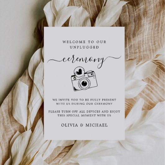 Minimalistische Unplugged Ceremony Sign-Sjabloon Kaart