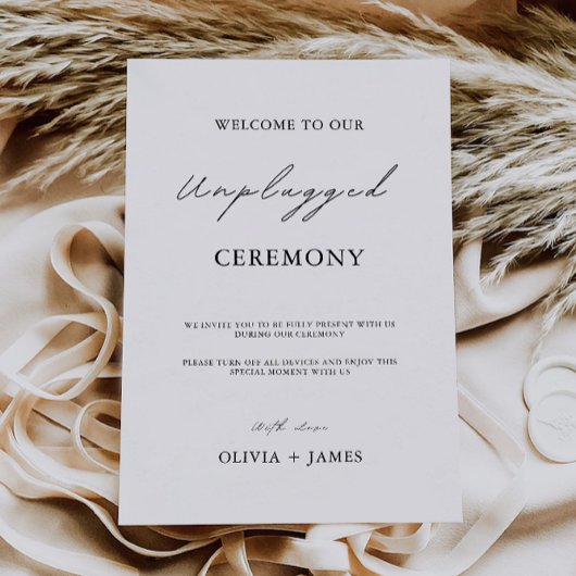 Minimalistische Unplugged Ceremony Wedding Sign, Kaart