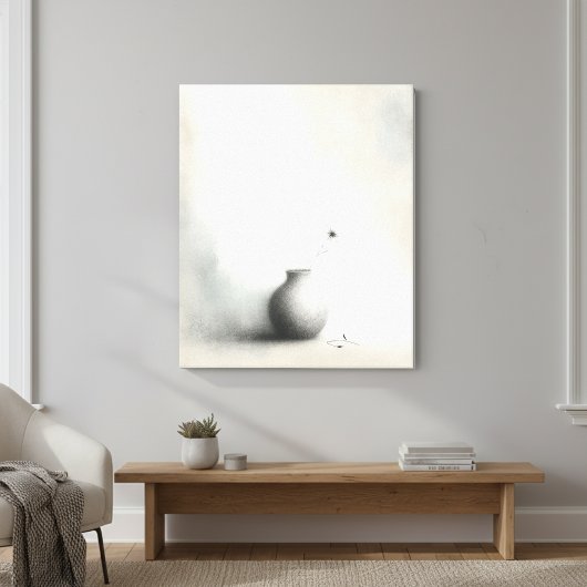 Minimalistische Vaas & Paardenbloem Canvas Afdruk