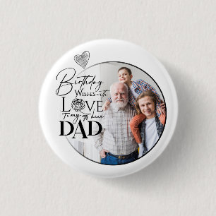 Minimalistische Vader Verjaardag Typography Foto Ronde Button 3,2 Cm