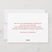 Minimalistische vakantie zwangerschapsaankondiging feestdagenkaart (Achterkant)