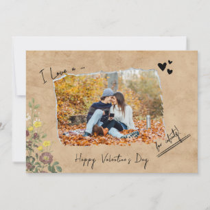 Minimalistische Valentijnsdag Paar Hou van je Foto Feestdagenkaart