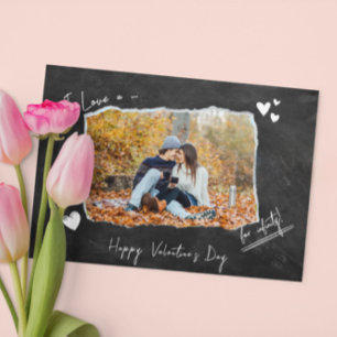 Minimalistische Valentijnsdag Paar Love u Foto Gri Feestdagenkaart