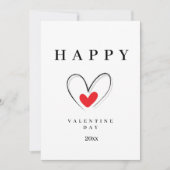 Minimalistische Valentijnskaart met de Hand Geteke Feestdagenkaart (Voorkant)