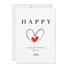 Minimalistische Valentijnskaart met de Hand Geteke