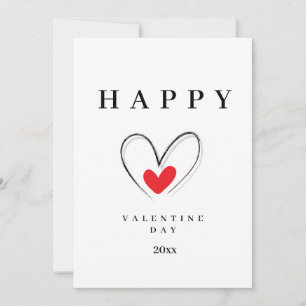 Minimalistische Valentijnskaart met de Hand Geteke Feestdagenkaart