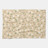 Minimalistische vanille en witte bloemen theedoek (Horizontaal)