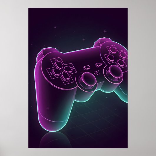 Minimalistische Vaporwave Gamecontroller Poster (Voorkant)