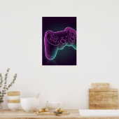 Minimalistische Vaporwave Gamecontroller Poster (Keuken)