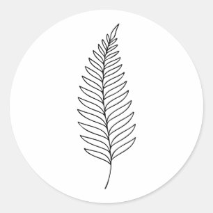 Minimalistische varenblad botanische lijnkunst ronde sticker