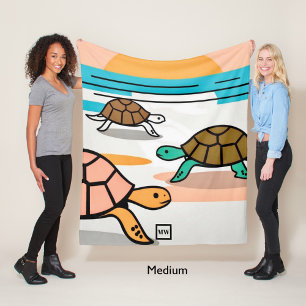Minimalistische vectorschildpadden op strandmonogr fleece deken