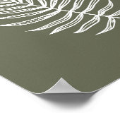 Minimalistische veenlijntekening in olijvengroen poster (Hoek)