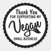 Minimalistische Vegan Small Business Dank u Ronde Sticker (Voorkant)