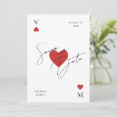 Minimalistische Vegas Casino Speelkaart Stijl Trou Save The Date (Staand voorkant)