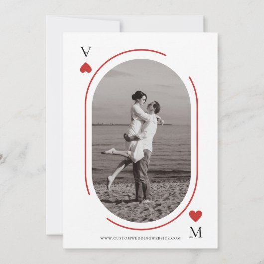 Minimalistische Vegas Casino Speelkaart Stijl Trou Save The Date (Achterkant)