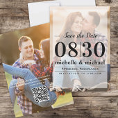 Minimalistische Vellum Simple Photo | Website QR-c Save The Date