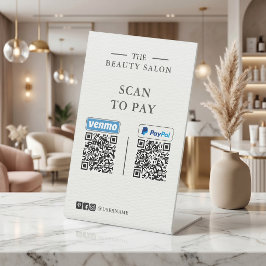 Minimalistische Venmo en PayPal QR-code scan om te Reclamebord Met Voetstuk