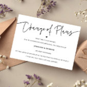 Minimalistische verandering van plannen bruiloft u kaart
