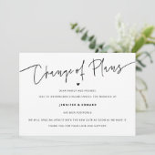 Minimalistische verandering van plannen bruiloft u kaart (Staand voorkant)