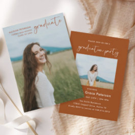 Minimalistische verbrande oranje eindexamen uitnod kaart