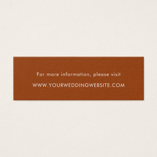 Minimalistische verbrande oranje trouwwebsitekaart mini visitekaartjes (Voorkant)