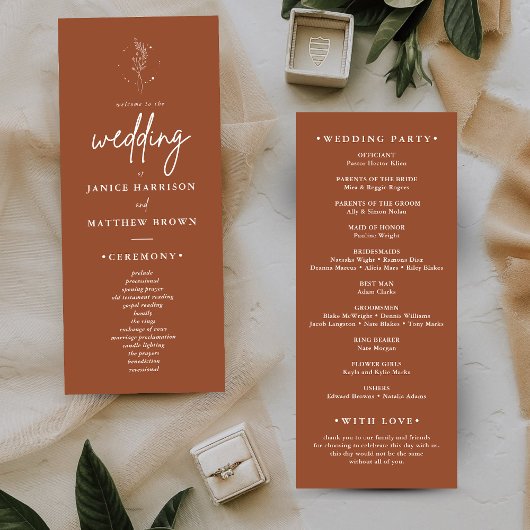 Minimalistische verbrande Sinaasappel Boho Wedding
