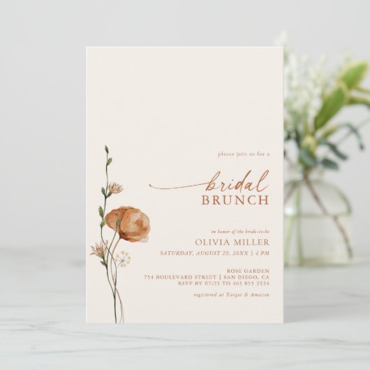 Minimalistische verbrande Sinaasappels Wildflower  Kaart (Staand voorkant)