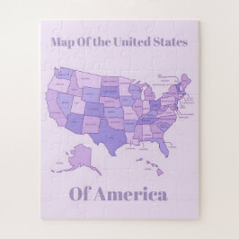 Minimalistische Verenigde Staten Kaart Roze Paarse Legpuzzel