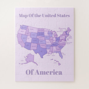 Minimalistische Verenigde Staten Kaart Roze Paarse Legpuzzel