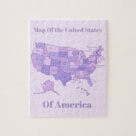 Minimalistische Verenigde Staten Kaart Roze Paarse Legpuzzel