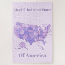Minimalistische Verenigde Staten Kaart Roze Paarse Legpuzzel