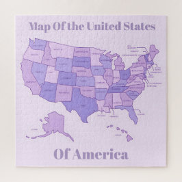 Minimalistische Verenigde Staten Kaart Roze Paarse Legpuzzel